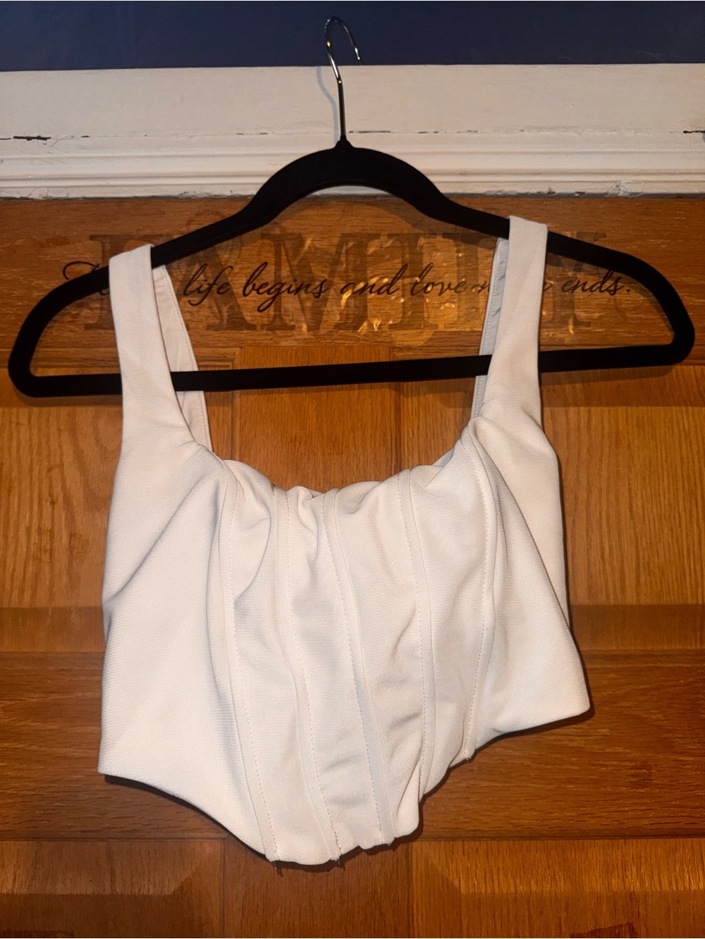 Edikted White Cropped Tank Top with Gathered Front